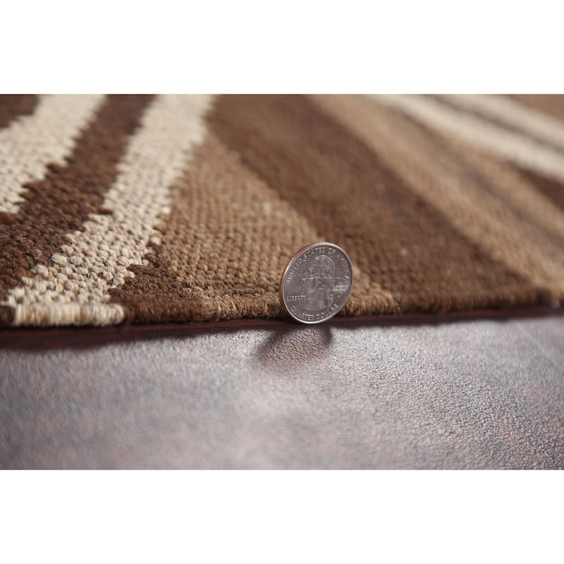 Natural Dye Geometric Kilim Oriental Area Rug Hand-woven Wool Carpet - 4'6" x 6'5"