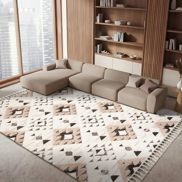 slide 2 of 159, SAFAVIEH Moroccan Tassel Shag Kobi 2-inch Thick Rug