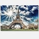 preview thumbnail 1 of 9, Magnificent Eiffel Tower View - Skyscape Photo Glossy Metal Wall Art 20 in. wide x 12 in. high
