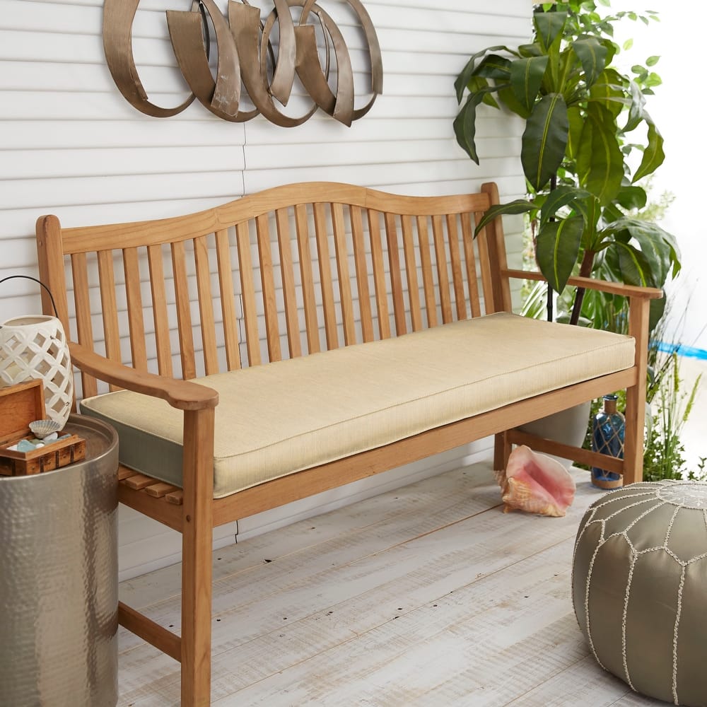 Sunbrella Sand Beige Indoor/ Outdoor Bench Cushion 55" to 60", Corded