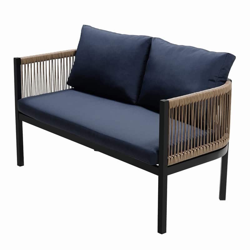 4-Person Outdoor Sofa Set with Removable Cushions for Garden Backyard and Balcony Entertaining Comfort
