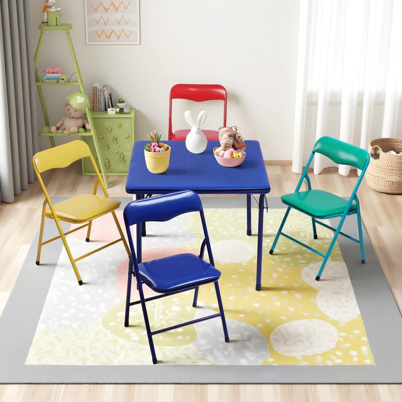 Homylin Kid's 5-piece foldable square table and chair set, Kid's activity table and chair set,suitable for Home classrooms - N/A