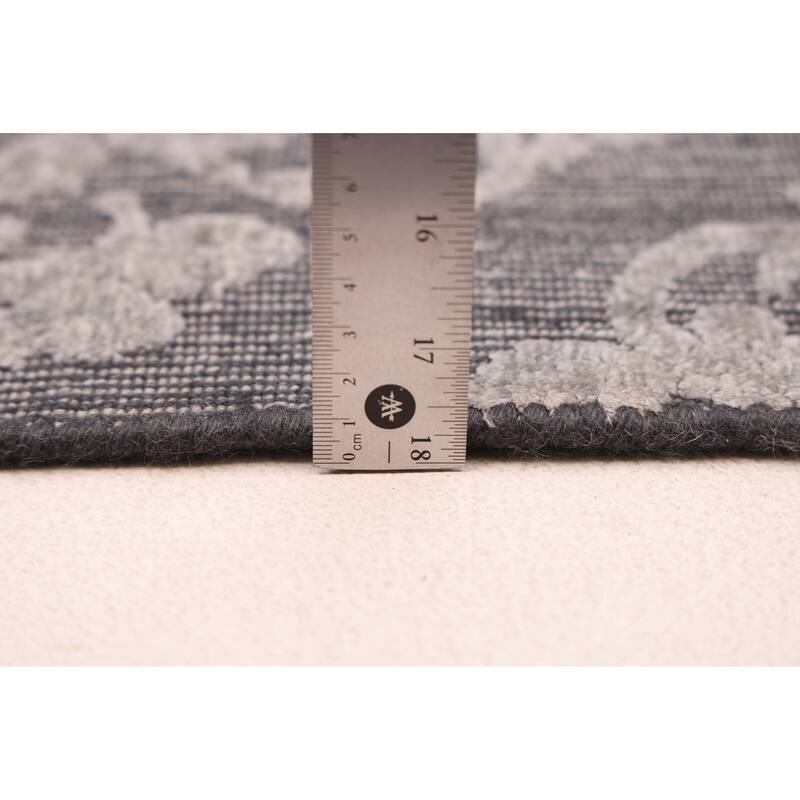 ECARPETGALLERY Hand Loomed Elysian Dark Grey Viscose, Wool Rug - 6'8 x 9'9