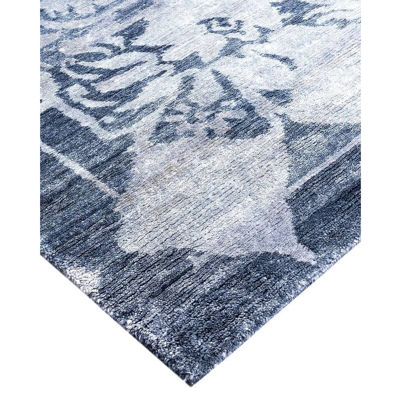 Modern One-of-a-Kind Hand-Knotted Area Rug, Blue - 9' 2" x 12' 2"