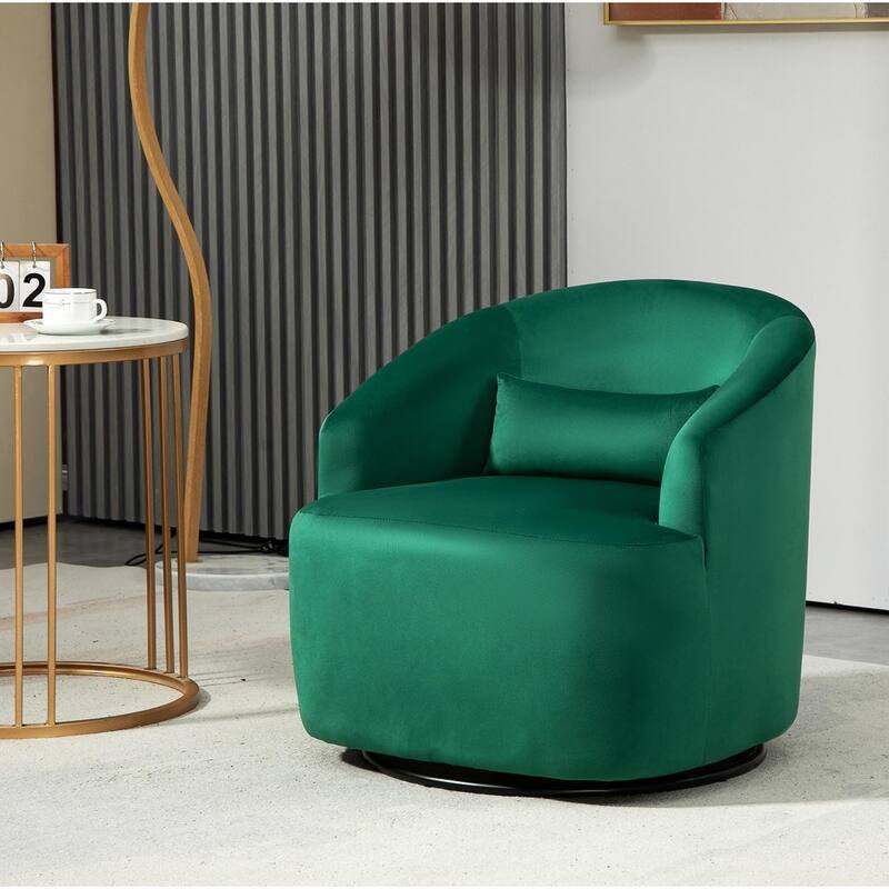 Accent Chair with Barrel-shaped Design and 360 Degree Swivel Feature