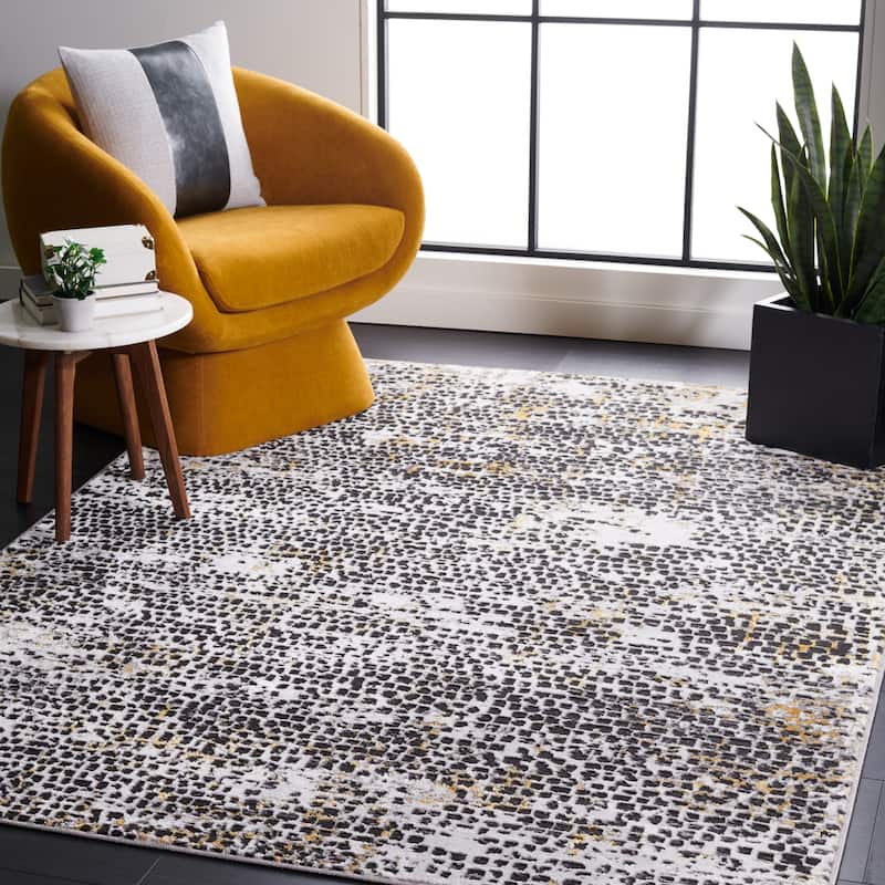 SAFAVIEH Amelia Valvi Modern Abstract Rug - 5'5" x 7'7" - Charcoal/Gold