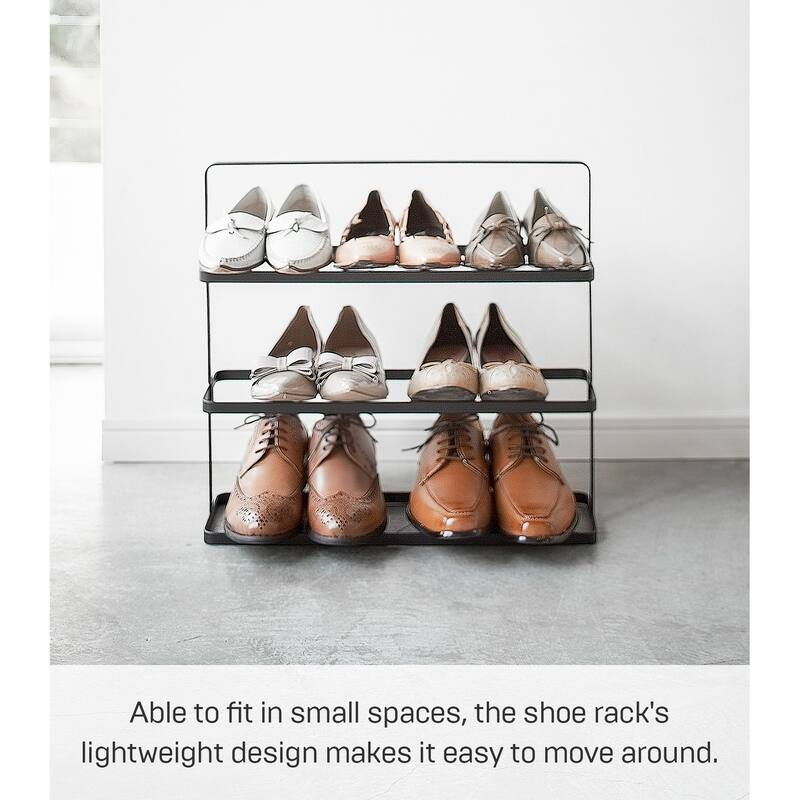 Yamazaki Home Shoe Rack - Two Styles, Steel, Holds 6 to 9 shoes, Holds 19.8 lbs - L 5.51 x W 19.69 x H 17.91 inches