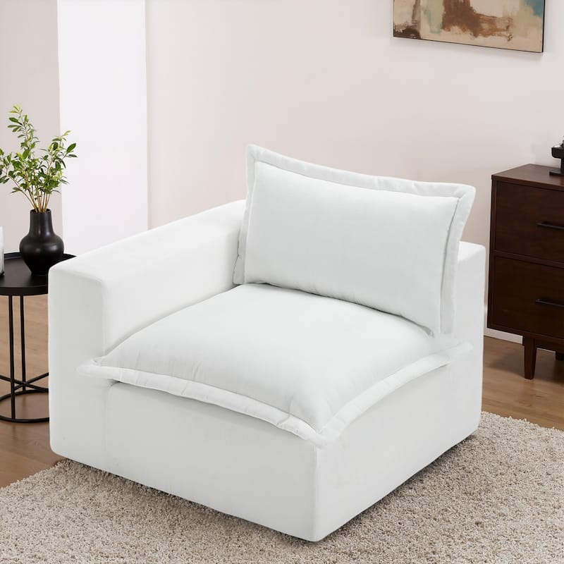 42"W Chenille Upholstered No Assembly Corner Chair - Left Facing - Beige