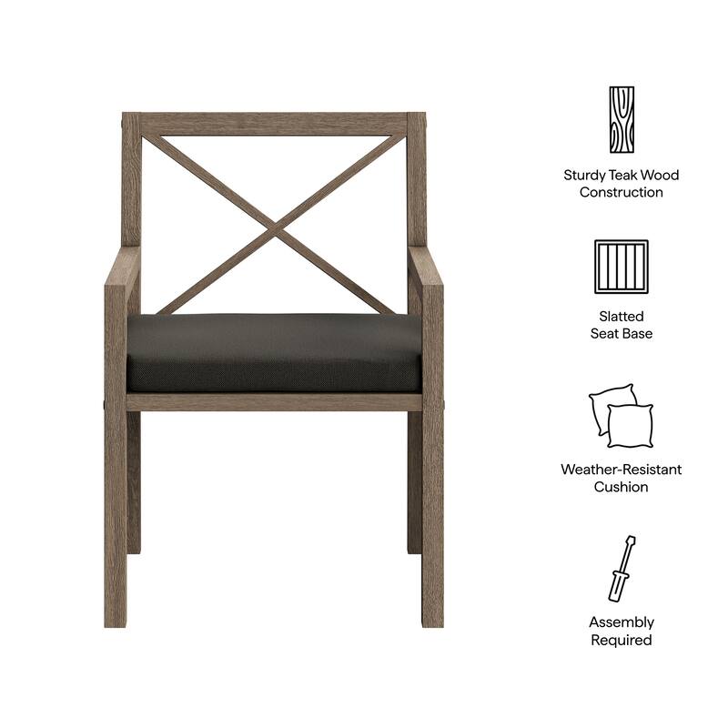 Northlake Outdoor Patio Teak Dining Armchair