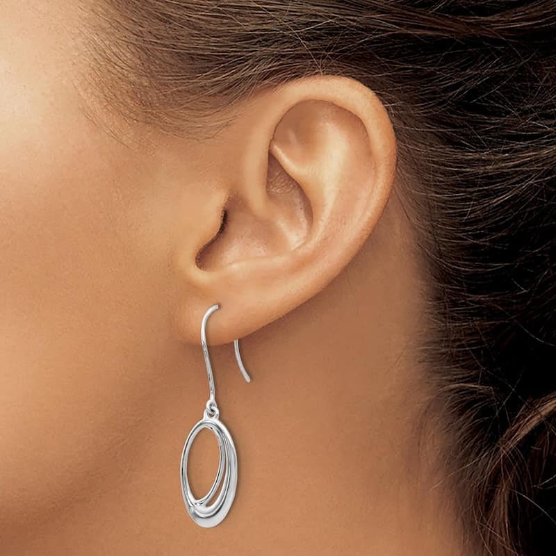 Curata 925 Sterling Silver Dangle Polished White Ice Diamond Earrings - 39x13mm Wide