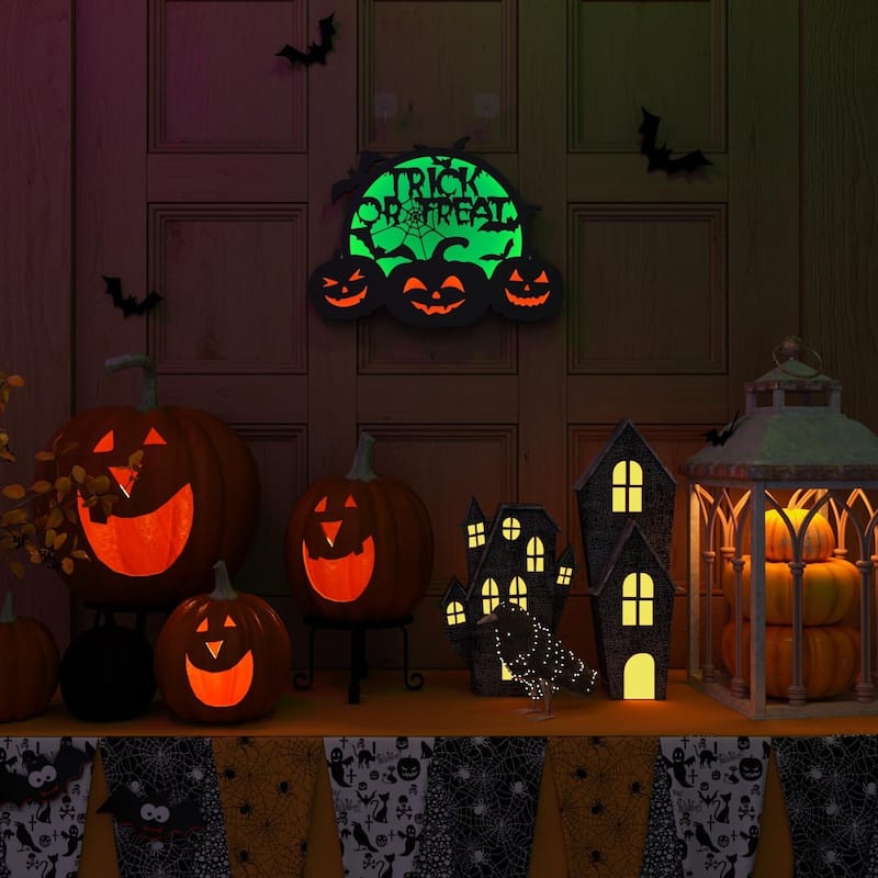 3D Bat LED Infinity Mirror, 14x10", Multicolor Halloween Motif, USB/Batt