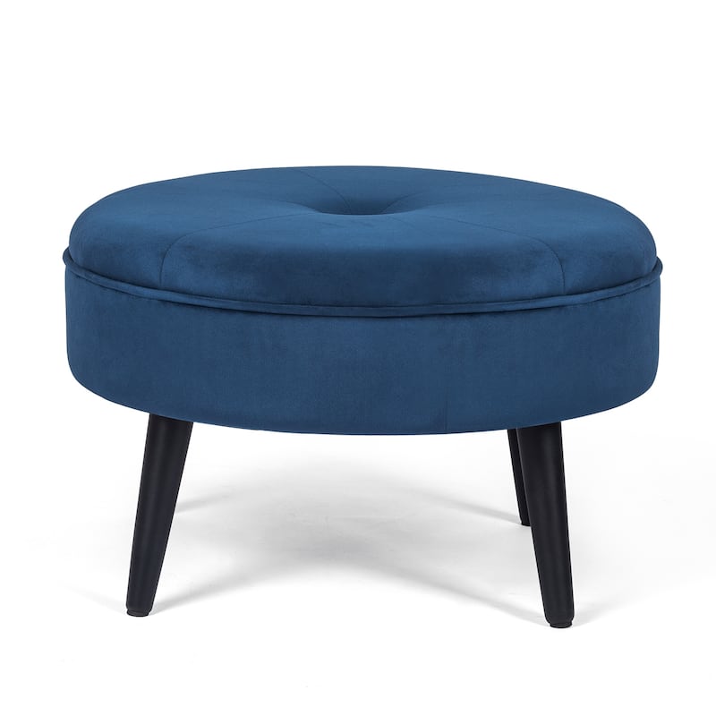 Carson Carrington Indnas Round Velvet Cocktail Coffee Table Ottoman