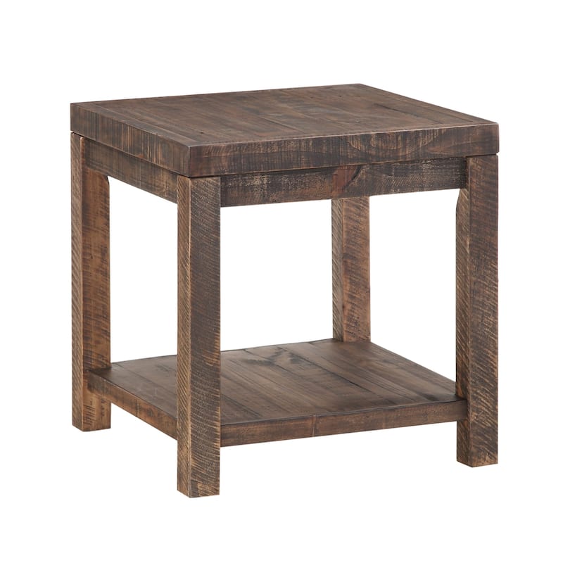 Wooden End Table with One Shelf, Taupe Brown