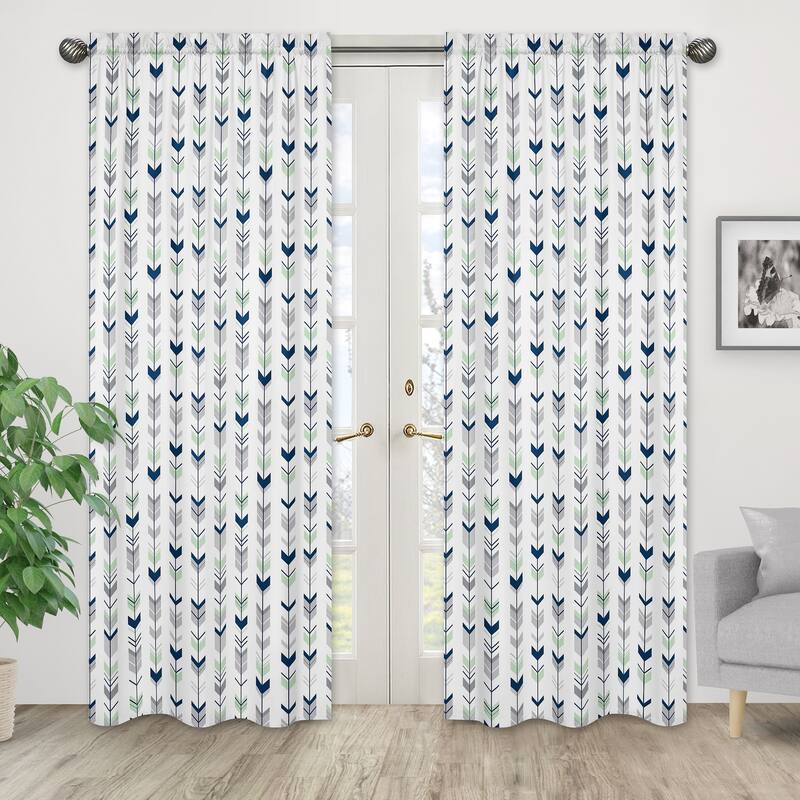 Sweet Jojo Designs Window Curtain Panels for the Grey and Mint Mod Arrow Collection