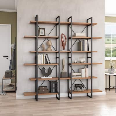 Davee Walnut Color Etatagere Bookcase - 86" H x 82.6" W x 12.5" D