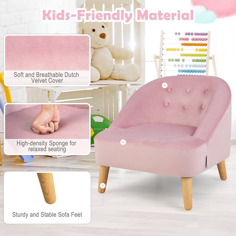 Costway Kids Sofa Chair w/ Ottoman Toddler Single Sofa Velvet - 20'' x 20'' x 19.5''