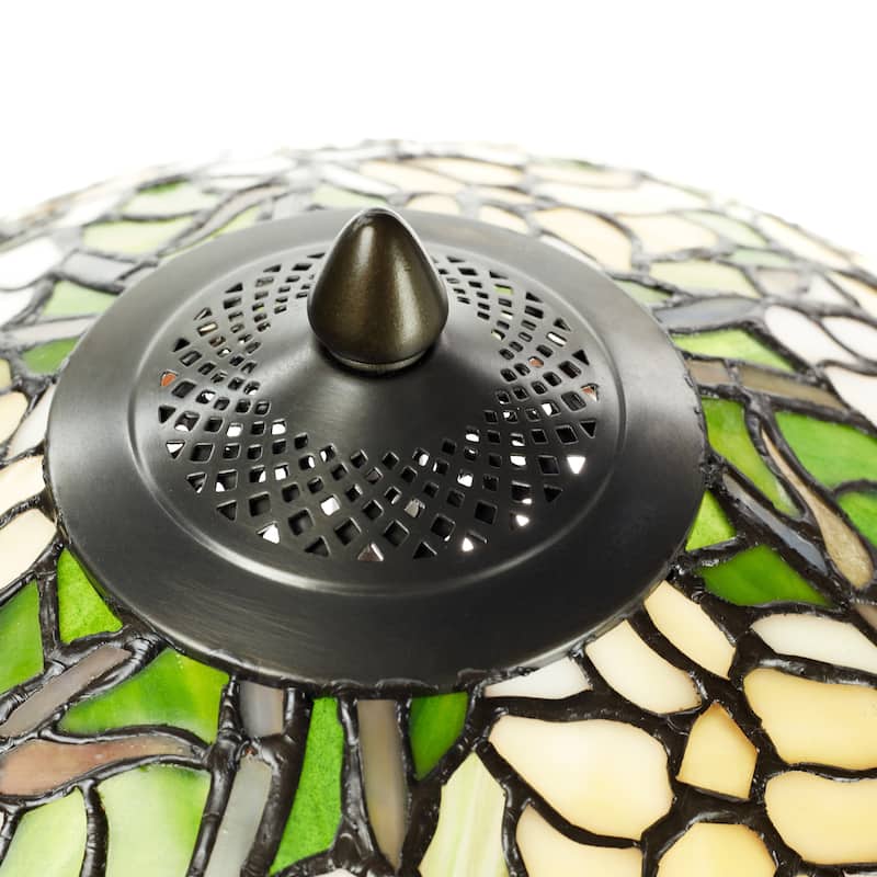 Daffodil River of Goods Tiffany-Style Yellow, Green and White Stained Glass 26-Inch Table Lamp - 18" x 18" x 25.75"