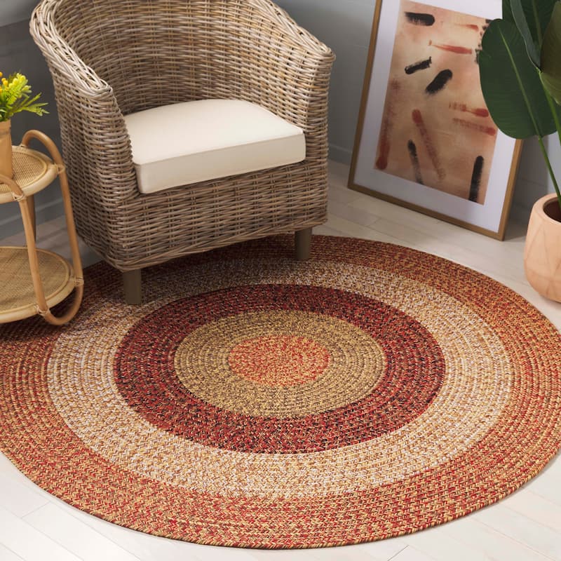 SAFAVIEH Handmade Braided Ecenur Indoor/Outdoor Machine Washable Rug - 4' x 6' Oval - Rust/Red