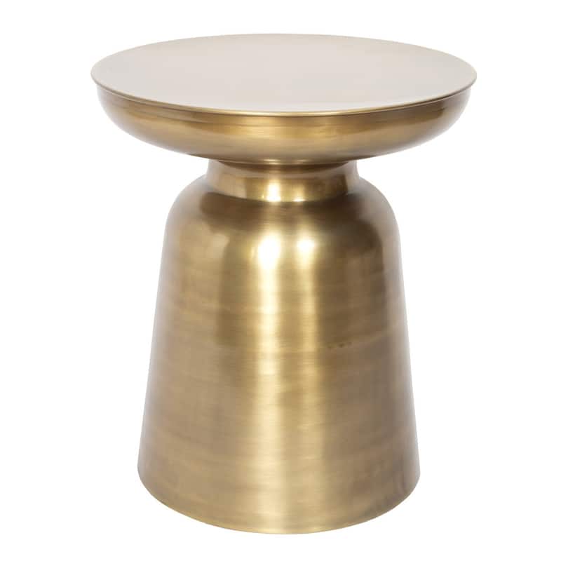 HomeRoots 19" Gold Iron Round End Table - 16.00 in. x 19.00 in. x 16.00 in.