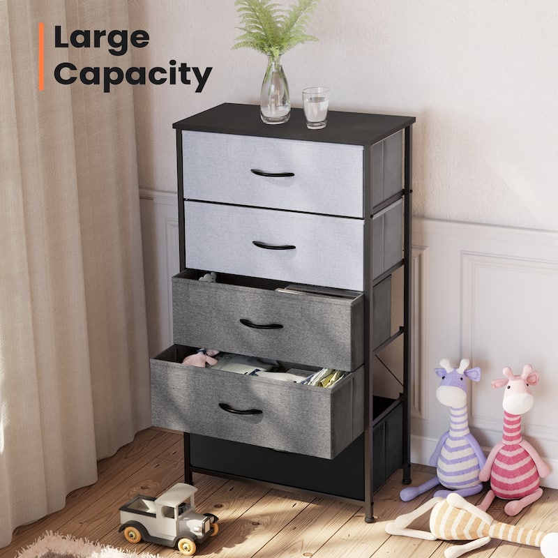 Pellebant Fabric Vertical Dresser Storage Chest Tower with 5 Drawers