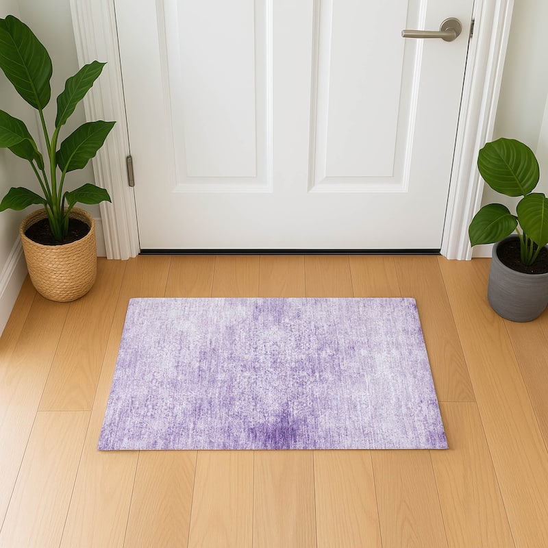 Premium Washable Super Soft Vintage Traditional Mayfield Rug - Lilac - 1'8" x 2'6"