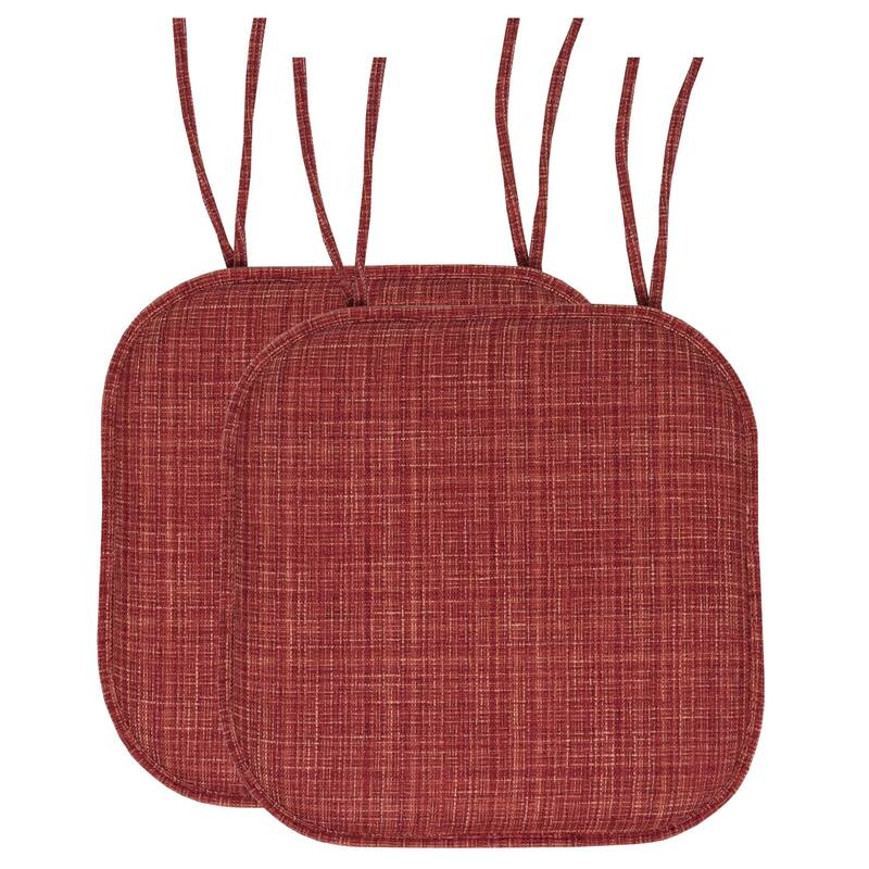 Aria Memory Foam Non-Slip Chair Pad with Ties - Burgundy - Set of 2
