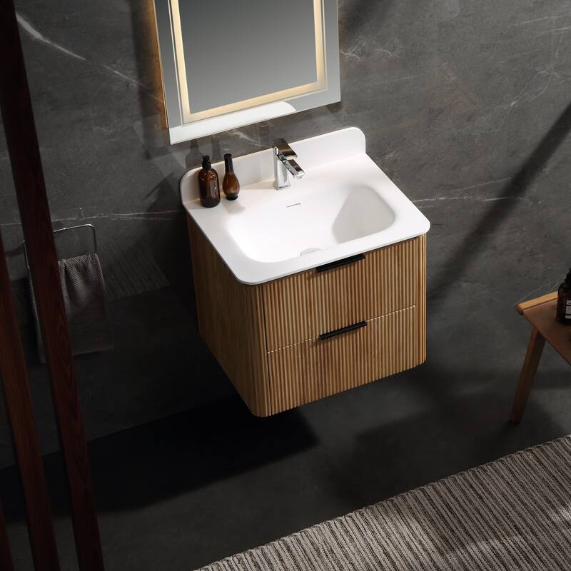 Modland 24" Wall-Mounted Bathroom Vanity with Acrylic Top Integrated Sink & Overflow