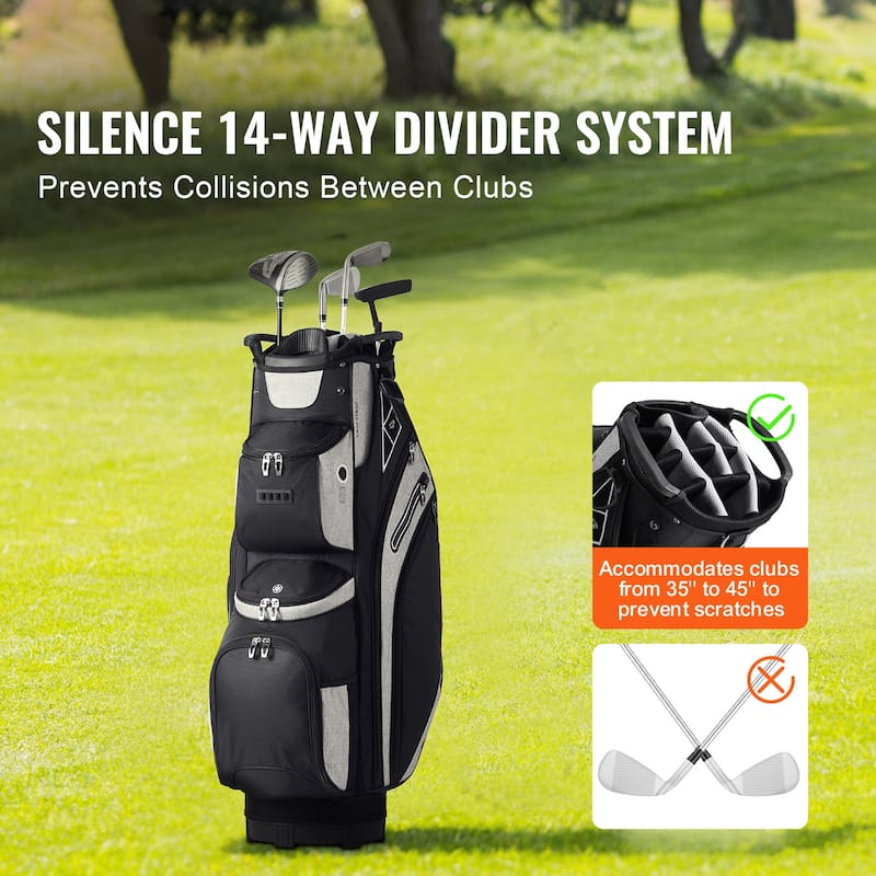 Golf Cart Bag with 14 Way Organizer Divider Top, Durable Golf Bags with Handles & Dust Cover & Detachable Straps for Men & Women