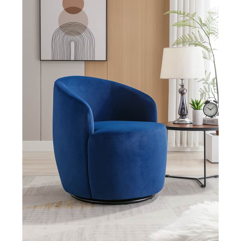 Velvet Fabric Swivel Accent Armchair Barrel Chair With Black Powder Coating Metal Ring,Gray