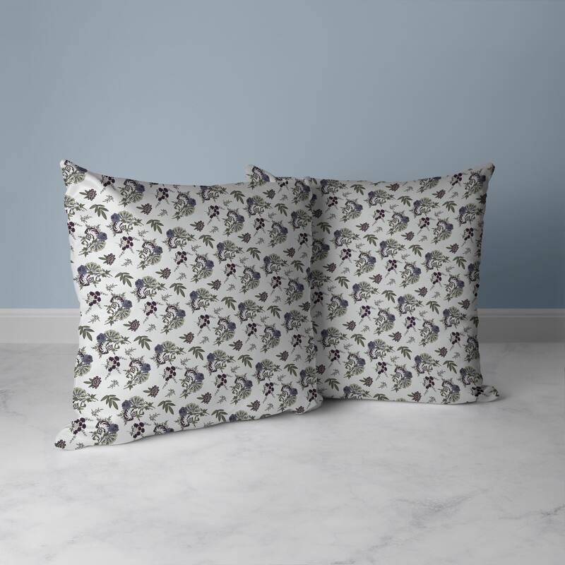 Rose Dreams Faux Suede Reversible Throw Pillow White and Green
