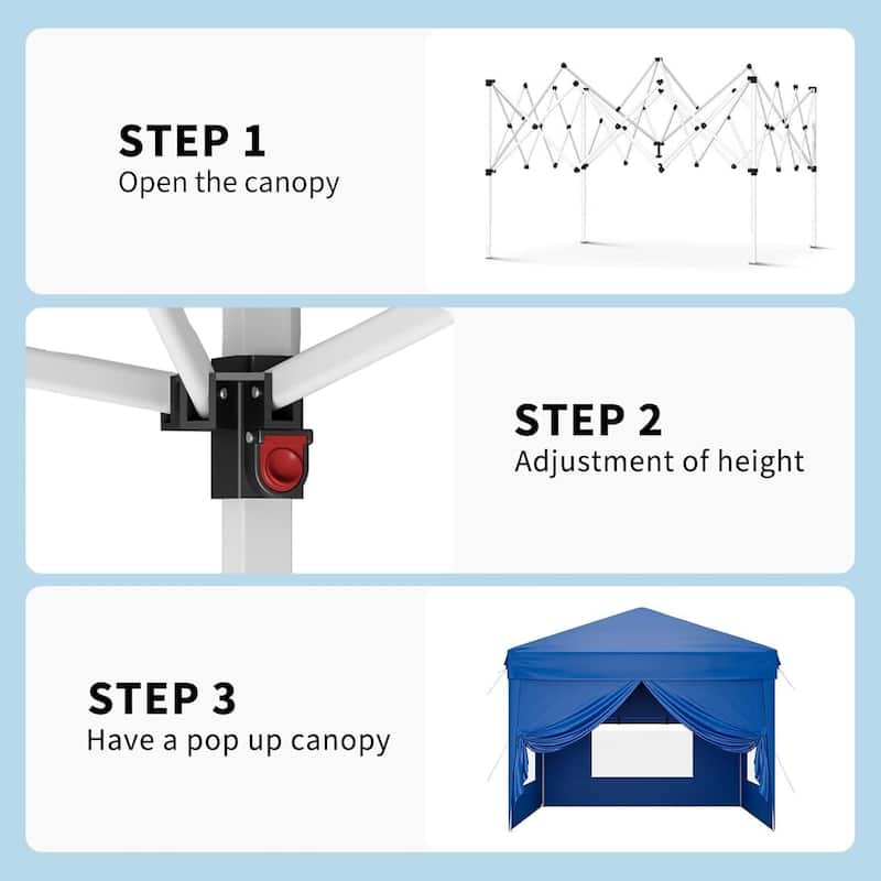10x10FT Outdoor Pop Up Tent Canopy with 4 Sidewalls SandBag & Carry Bag for Camping, Backyard Parties