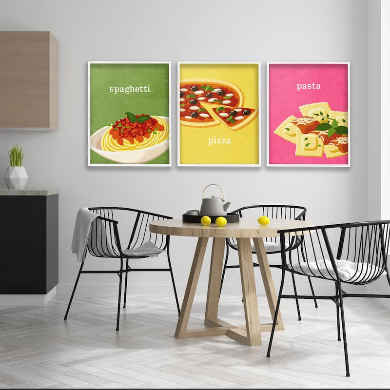 Stupell Italian Cuisine Meals Framed Giclee Art Design By Kim Allen (Set of 3)