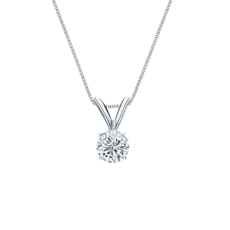 Auriya 18k Gold 0.30ct Lab-Grown Round-Cut Diamond Solitaire Pendant Necklace - 0.3