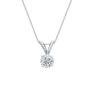 Auriya Platinum 0.30ctw Round Solitaire Lab Grown Diamond Necklace 4-Prong Basket (H-I VS) - 0.3