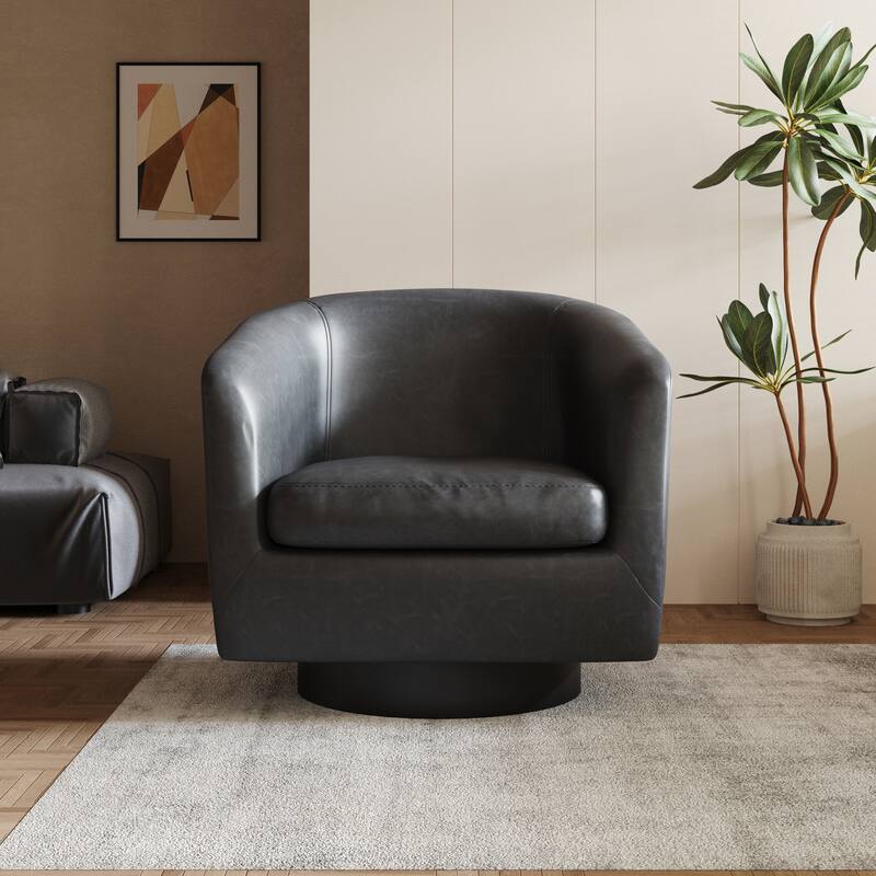 Round Barrel Armchair 360-Degree Swivel Accent Chairs