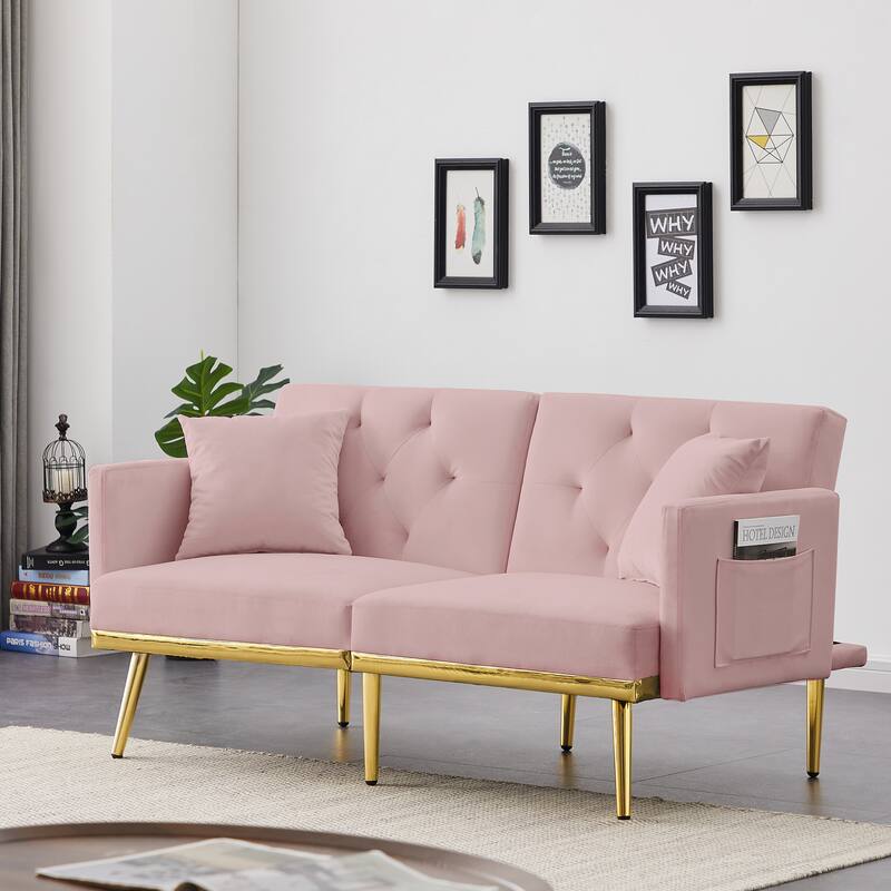 Modern Velvet Sofa Bed for Living Room, Office, Spacious Space