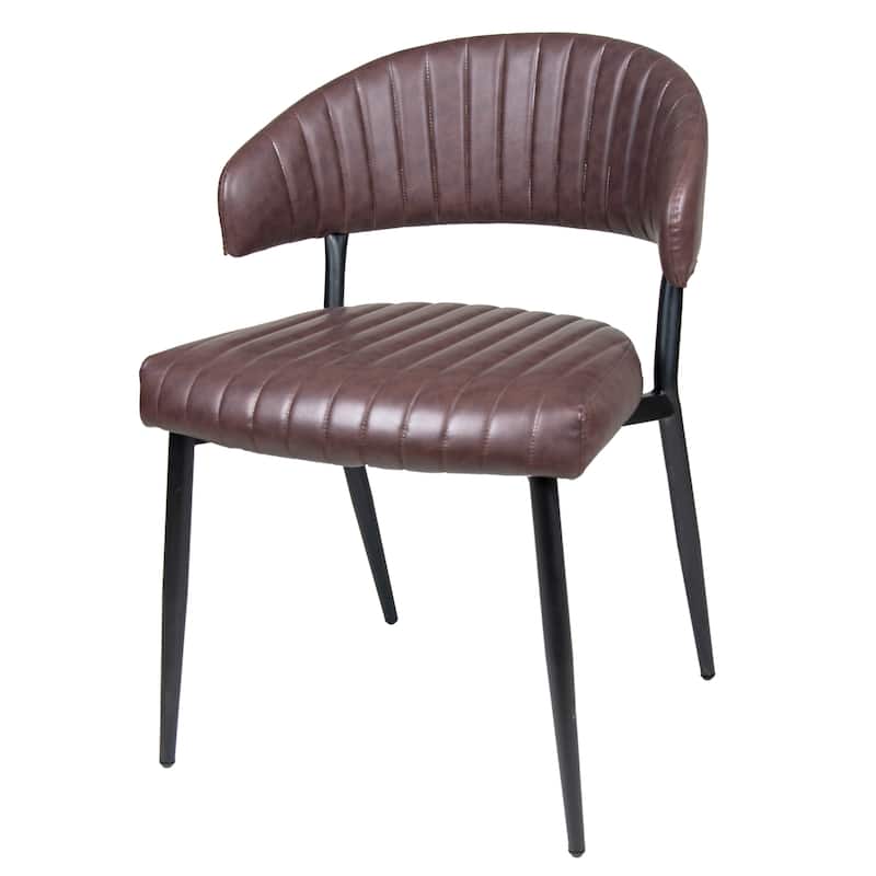 Modern Faux Leather Upholstered Dining Chairs with Curved Back, Wide Seat and Tapered Legs, for Dining Room, 2-Piece Set