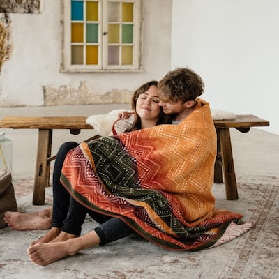 IBENA Tribal Sunset Reversible 'Kinshasa' Throw Blanket