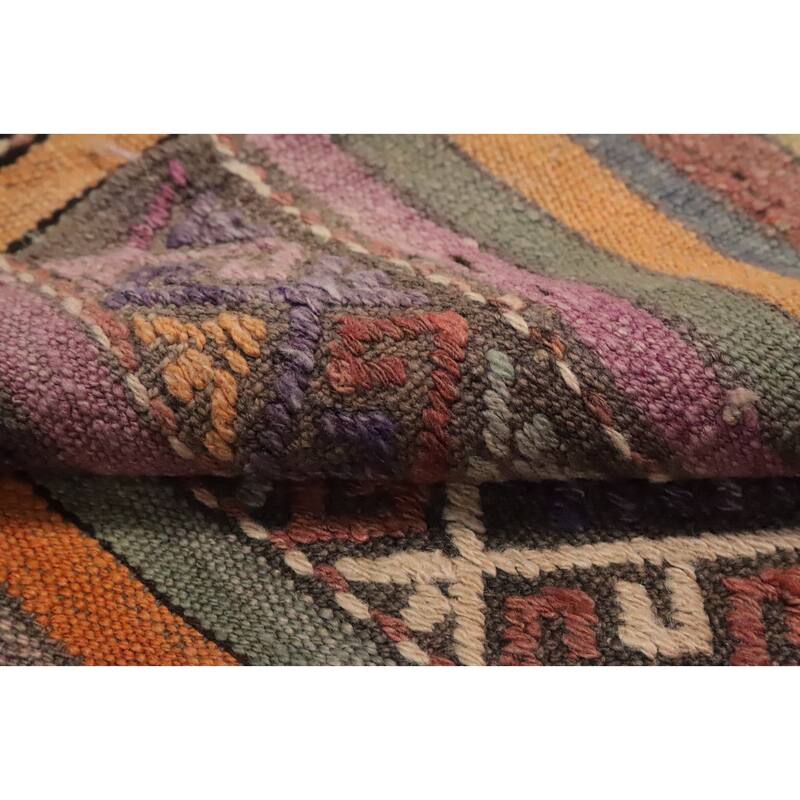 Hand Woven Oriental 100% Wool Carpet Southwestern Tribal Multi-Colored Kilim Area Rug - 8' 6'' X 5' 11''