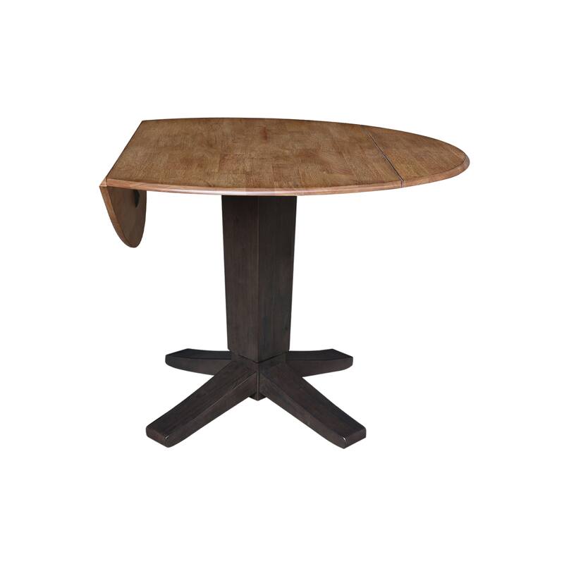 42 in Round Dual Drop Leaf Pedestal Dining Table