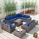 preview thumbnail 3 of 125, Kullavik 13 Pieces Outdoor Patio Furniture Set with Fire Pit Table w/ Wide Armrests