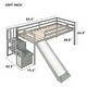 preview thumbnail 6 of 4, Grey Twin Pine Loft Bed with Staircase, Slide & Guardrails