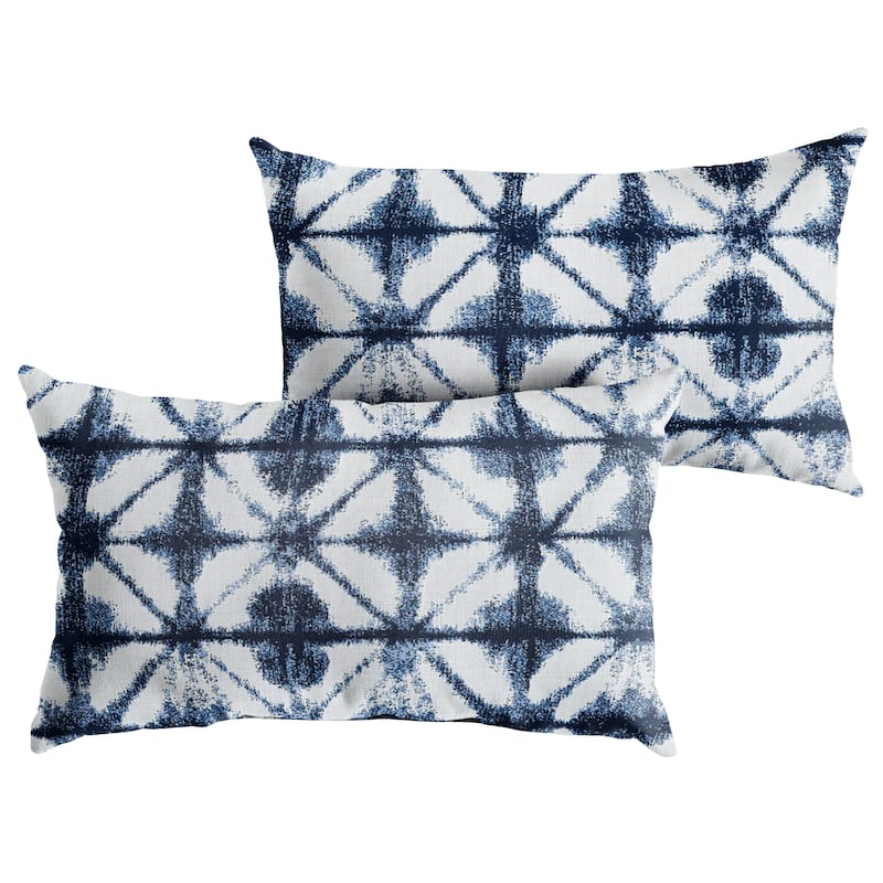 Sunbrella Midori Indigo Ikat Print Indoor/Outdoor Knife Edge Pillow (Set of 2)
