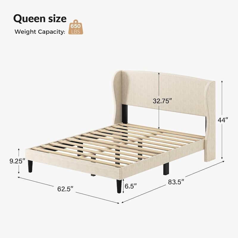 Gerald Traditional Upholstered Wingback Platform Bed By HULALA HOME
