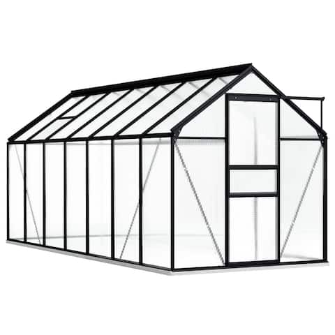 vidaXL Greenhouse with Base Frame Anthracite Aluminum 87.9 ft² - 74.8" x 169.3" x 52"