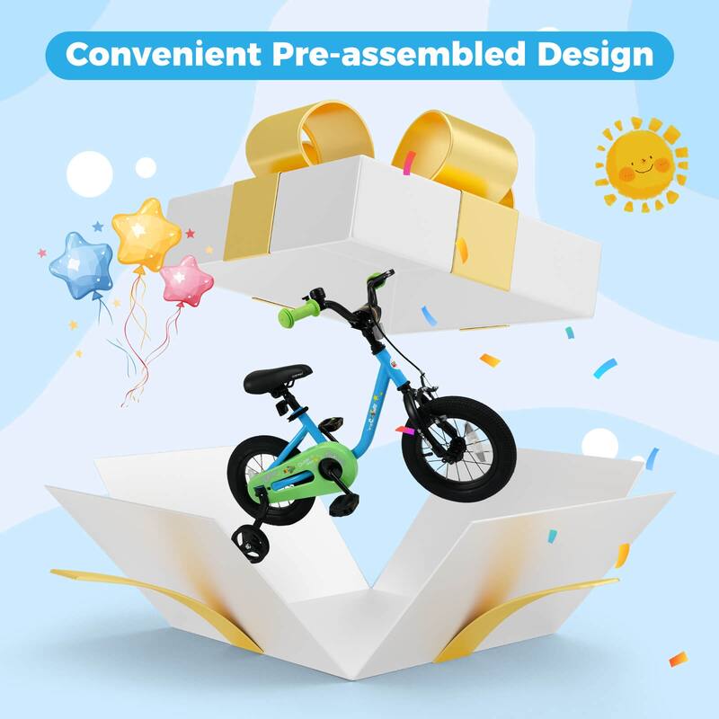 Costway 12-Inch Kids Bicycle with Adjustable Seat Front Handbrake & - See Details