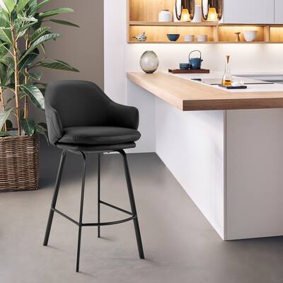 Brigden Black or Grey Faux Leather and Metal Swivel Bar/Counter Stool