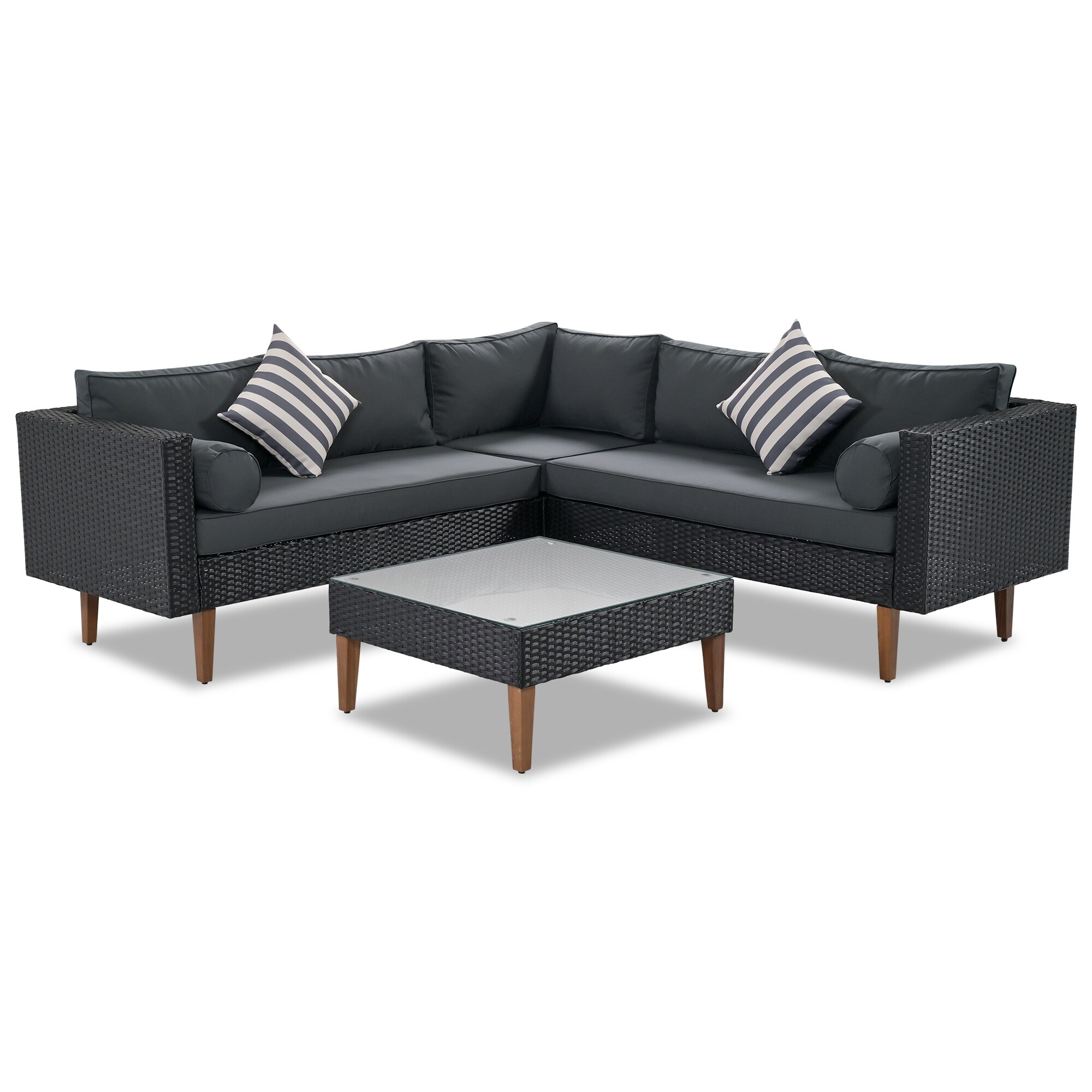 L shaped grey new arrivals rattan garden furniture