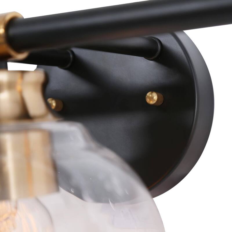 Modern 2/3-Light Black Gold Bathroom Vanity Light Dimmable Globe Seeded Glass Wall Sconces