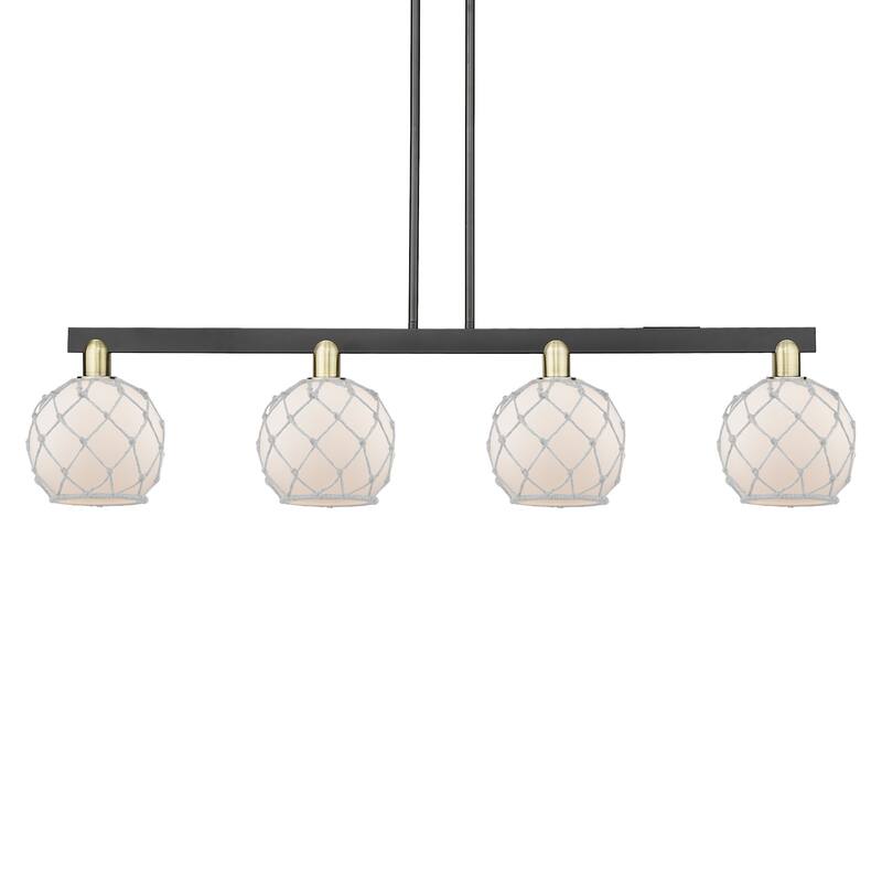 Innovations Lighting 716-4I-11-51 Farmhouse Rope Linear Farmhouse Rope - Black Antique Brass / White Glass with White Rope